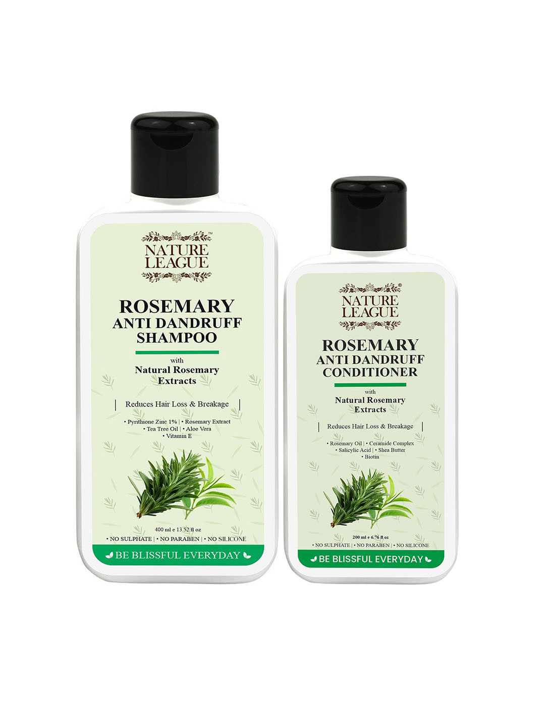 NATURE LEAGUE Set Of 2 Rosemary Anti Dandruff Shampoo & Conditioner - 300 ml Each
