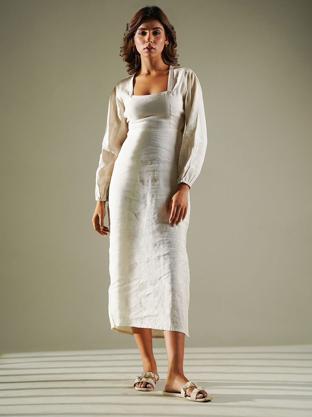 Tailor Didi Bishop Sleeve Bodycon Mid Slits Dress