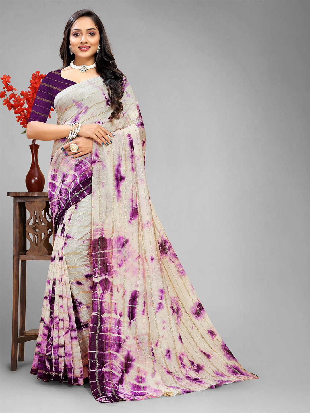 VRUNDA FASHION Ombre Pure Cotton Chanderi Saree