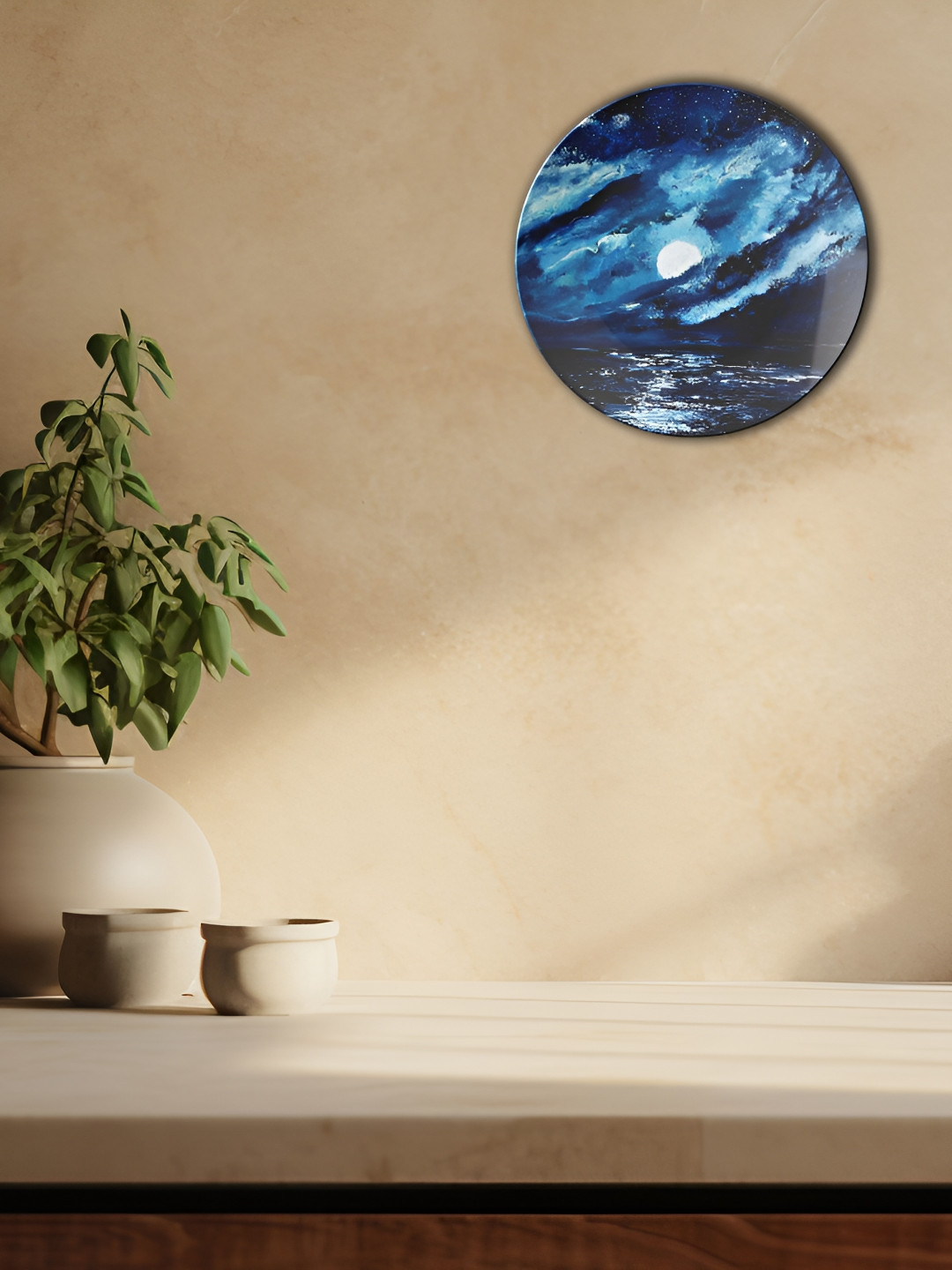 THE QUIRKY HOME Star-Studded Crafted Ceramics Matte Hanging Hall Wall Plates-10In