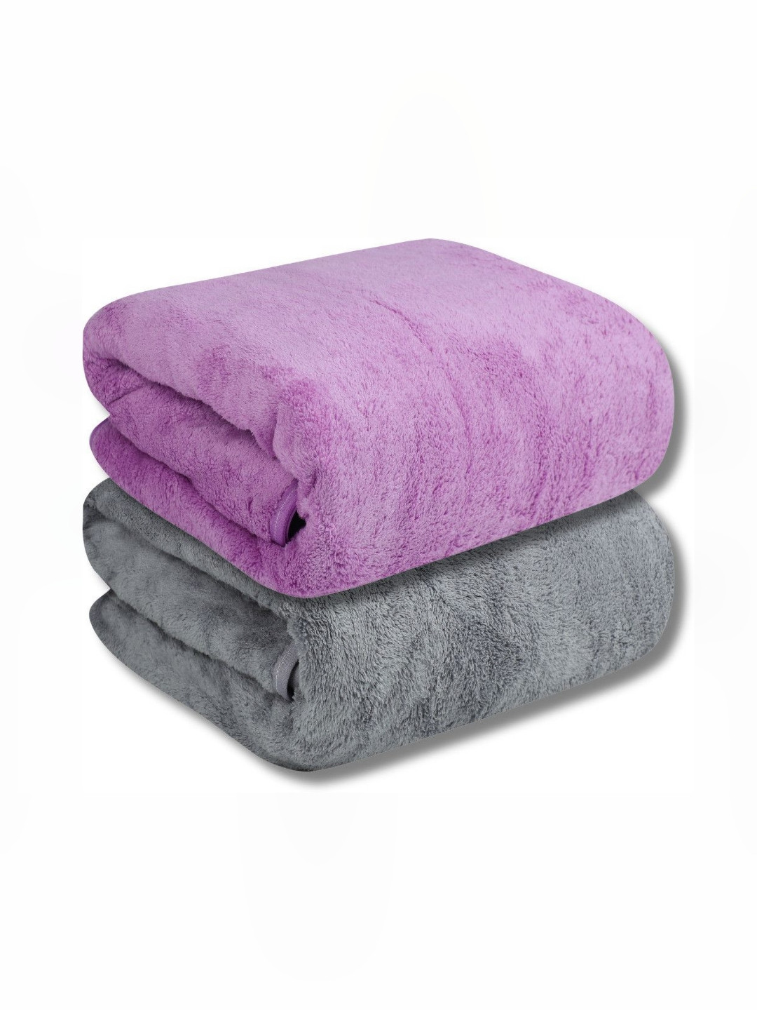 Fezora Grey & Purple 2 Pieces Microfiber 400 GSM Super Absorbent Bath Towels