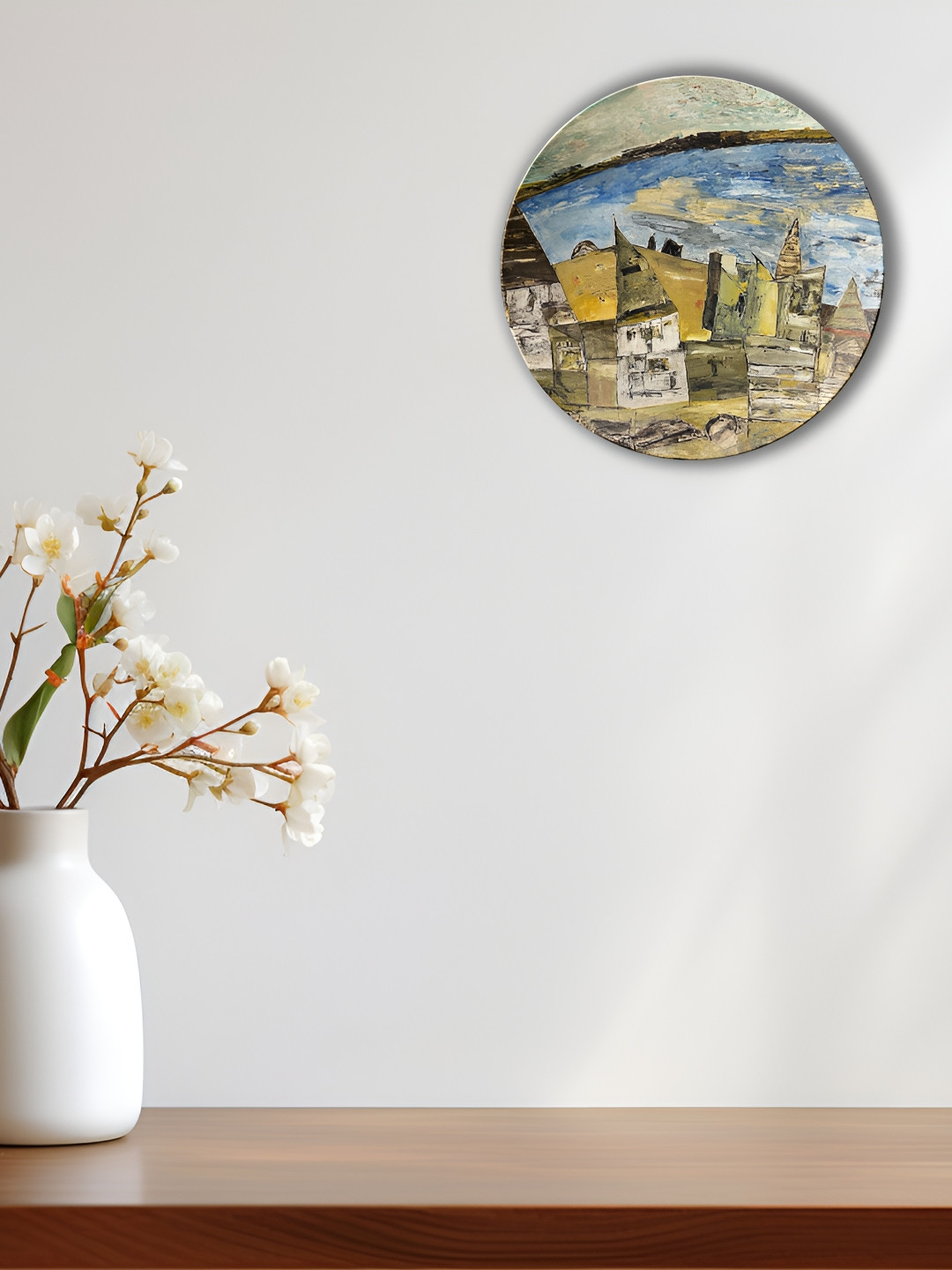 THE QUIRKY HOME A Dreamlike Scene Crafted Ceramics Glossy Hanging Hall Wall Plates-8In