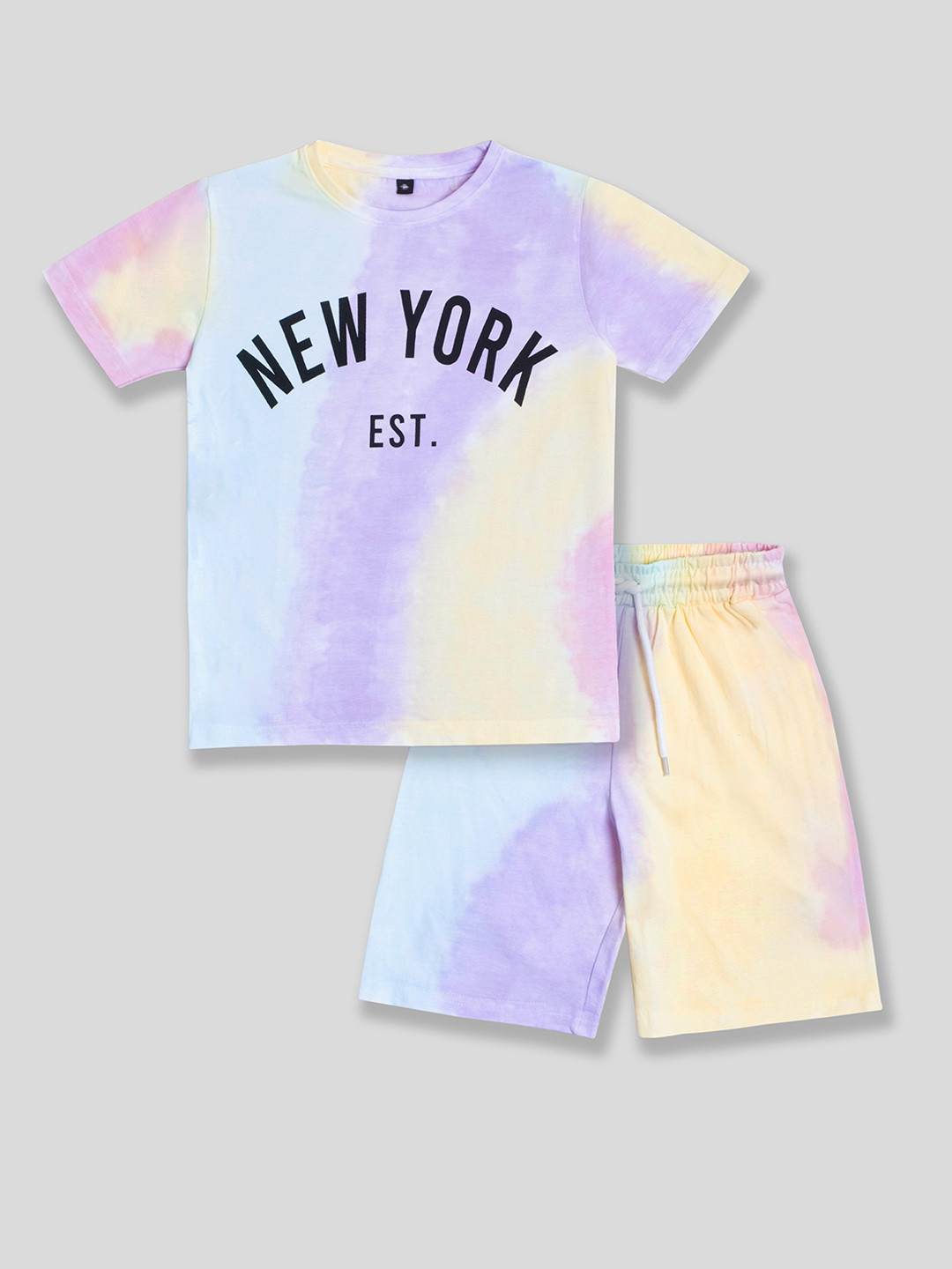 UNICORNS Kids Tie & Dye New York Printed Cotton Half Sleeves Clothing Set