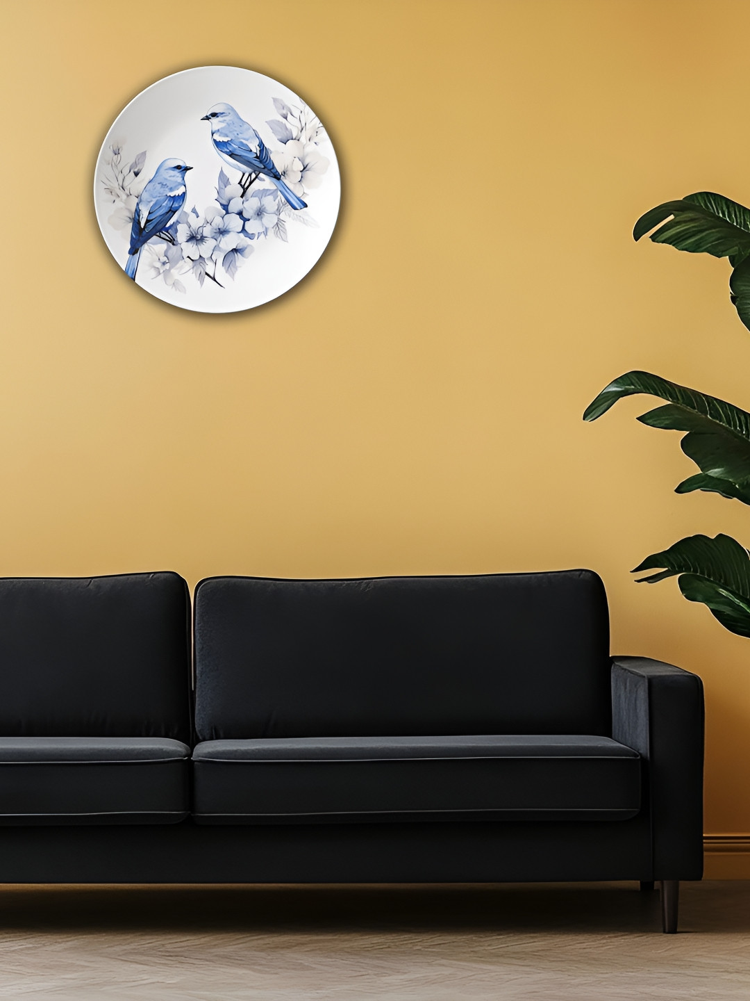 THE QUIRKY HOME A Feathered Fantasy Ceramic Floral Glossy Hanging Hall Wall Plates-8In