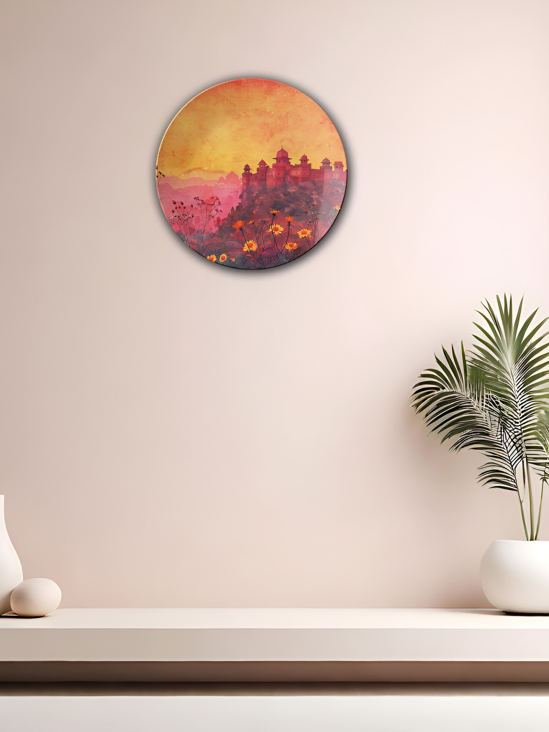 THE QUIRKY HOME A Dreamy Escape Crafted Ceramics Matte Hanging Hall Wall Plates-8In