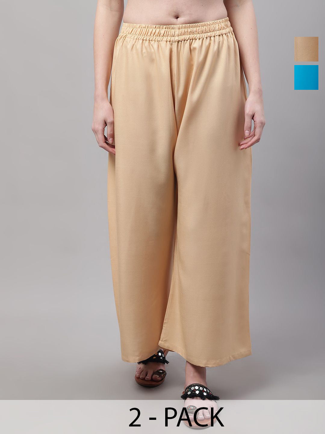 Valles365 by S.C. Women Pack Of 2 Flared Palazzos