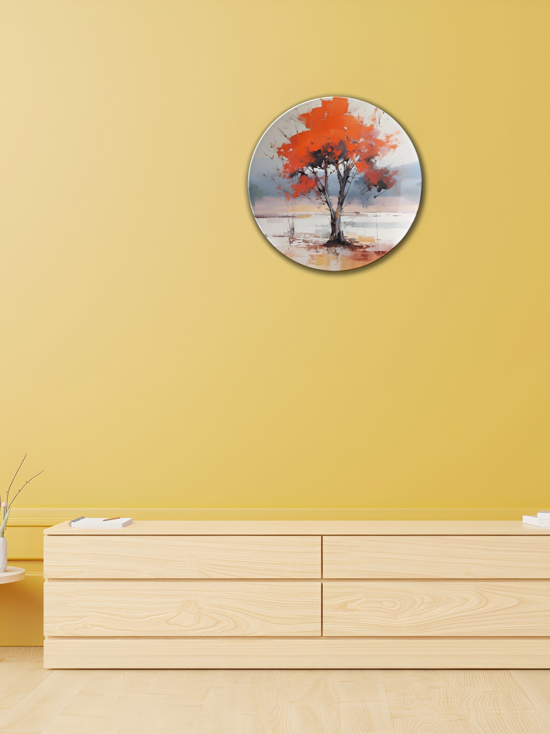 THE QUIRKY HOME A Fiery Tree Crafted Ceramics Glossy Hanging Hall Wall Plates-8In