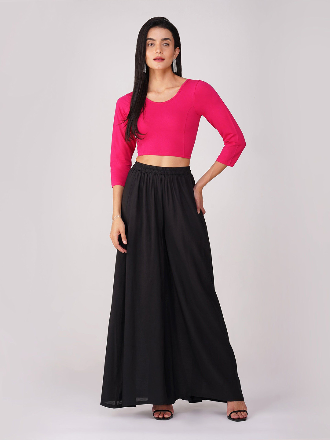 Swtantra Women's ComfortEase 4-Way Stretch Fuchsia Long Sleeve Top