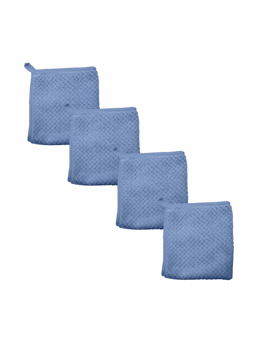 HOUSSE 4-Pcs Blue Textured 350 GSM Face Towels