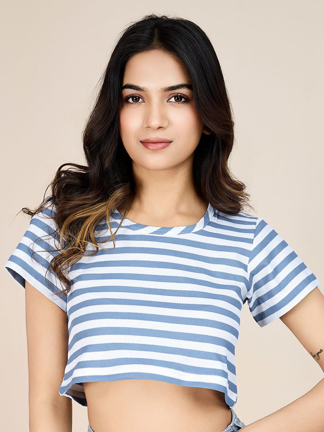 HOUSE OF MIRA Striped Boxy Crop Top