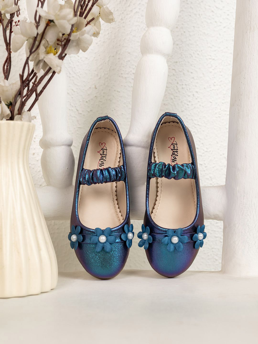 toothless Girls Metallic Blue Mary Jane