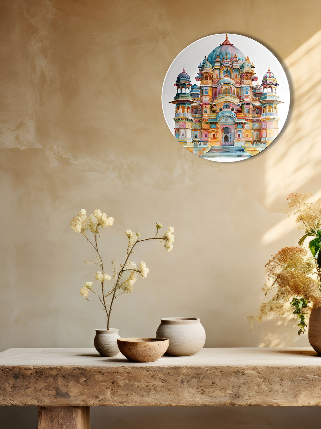 THE QUIRKY HOME Architectural Colorful Palace Crafted Ceramics Glossy Hall Wall Plates-8In