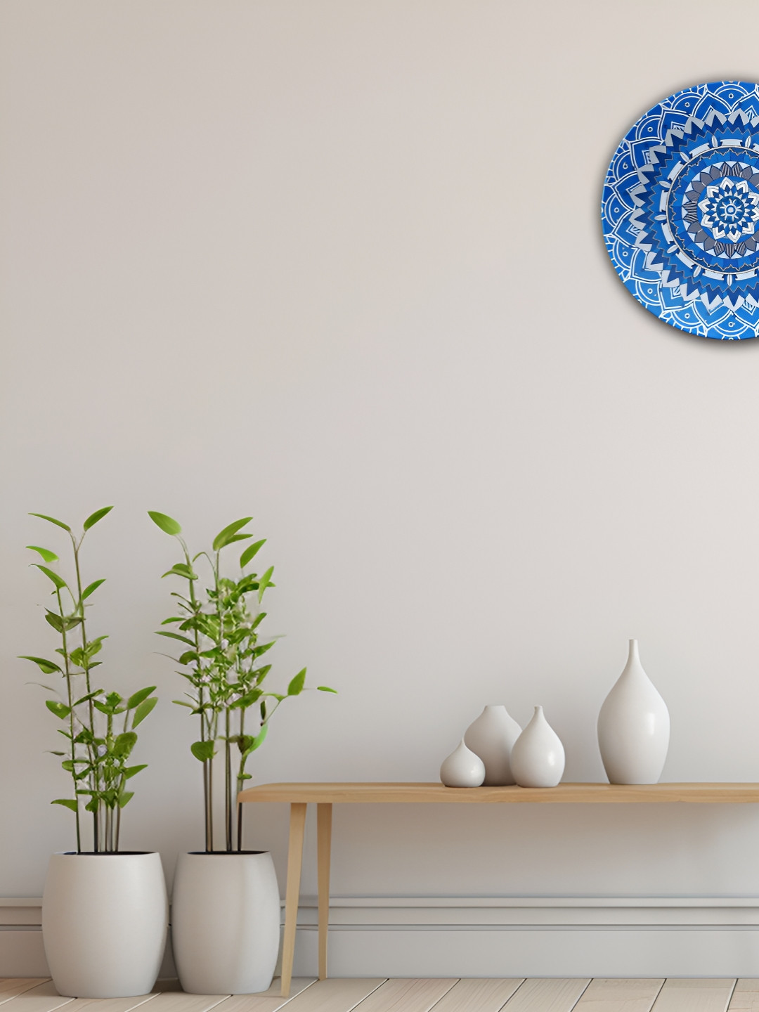 THE QUIRKY HOME A Mandala Magic Ceramic Ethnic Motifs Glossy Hanging Hall Wall Plates-8In