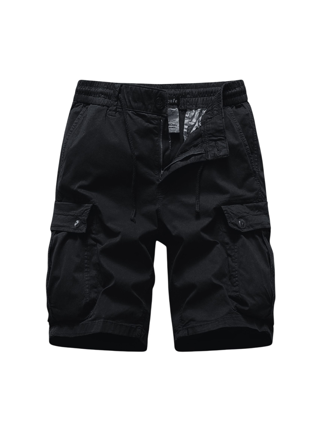 L'monte Men Regular Fit Black Cargo Shorts