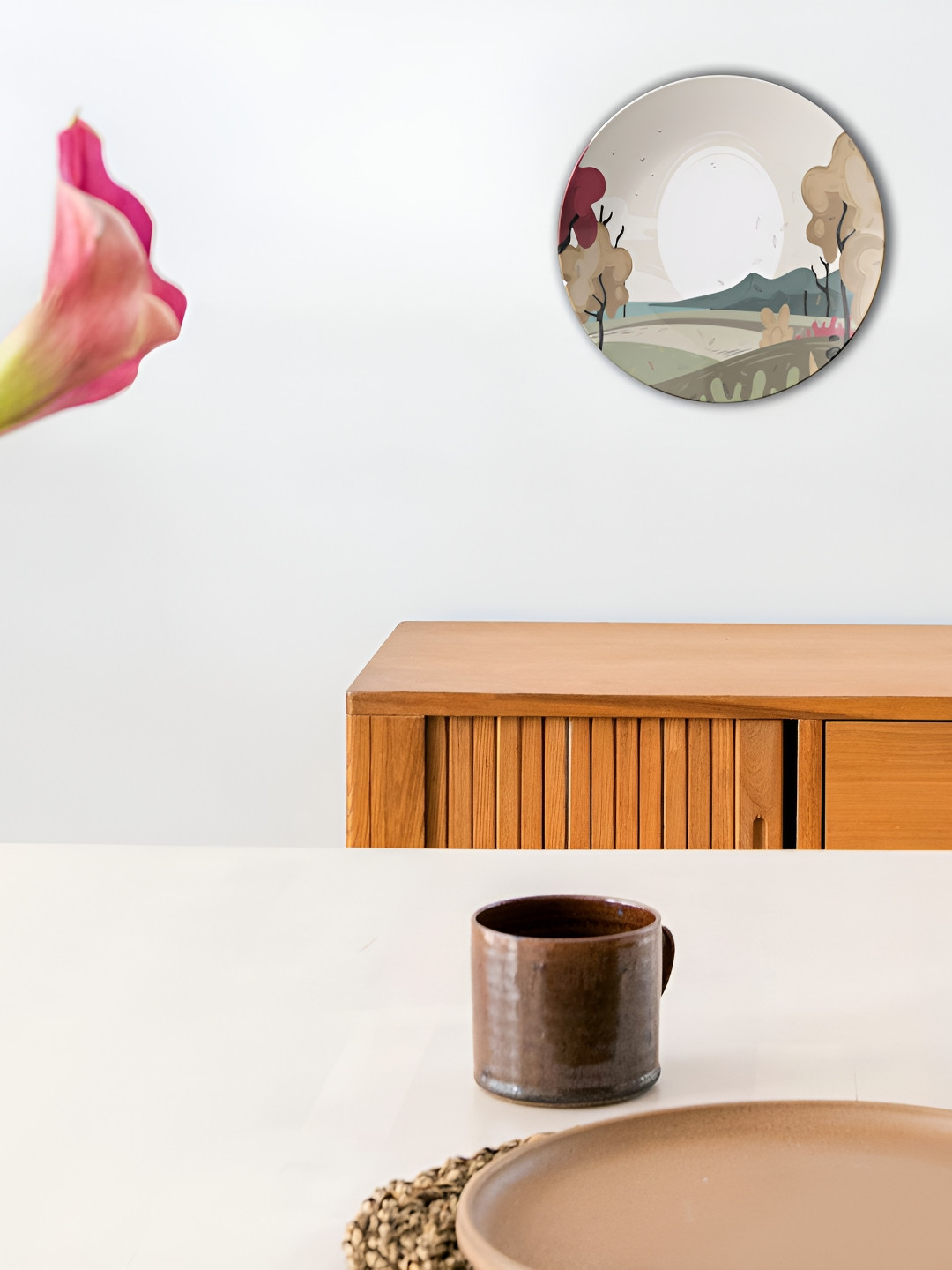 THE QUIRKY HOME A Golden Autumn Crafted Ceramics Glossy Hanging Hall Wall Plates-8In