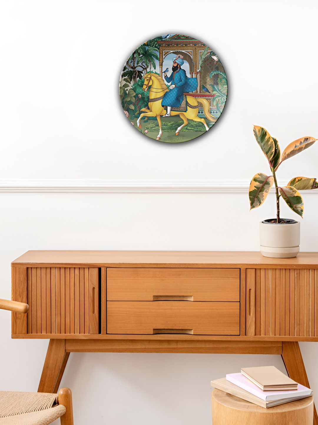 THE QUIRKY HOME Mughal Miniature Crafted Ceramics Antique Hanging Hall Wall Plates-10In