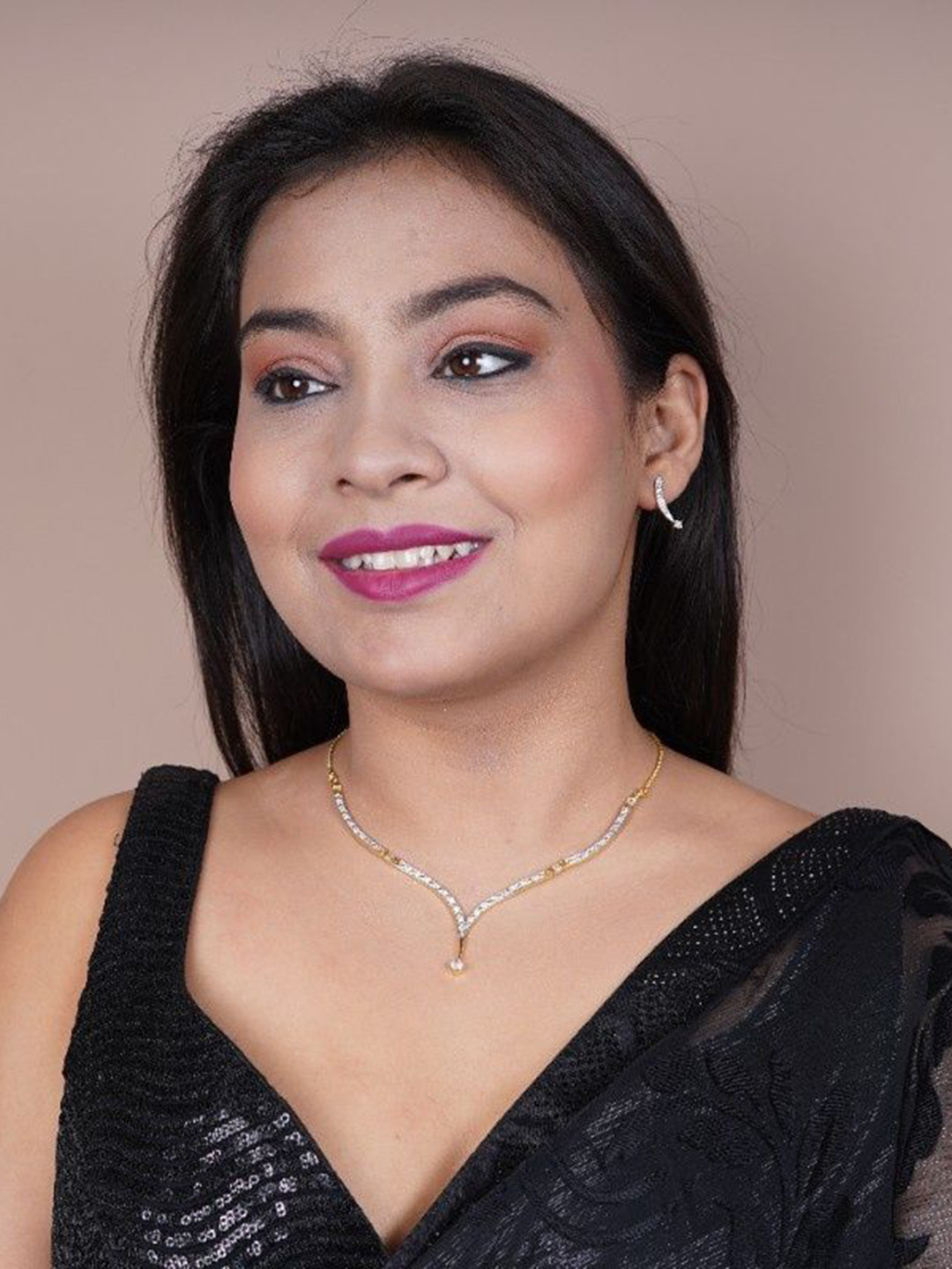 FASHION EMPIRE Gold-Plated Cubic Zirconia-Studded Jewellery Set