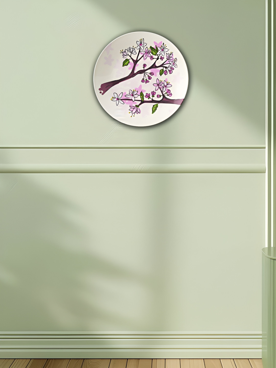 THE QUIRKY HOME A Blossoming Beauty Ceramic Floral Glossy Hanging Hall Wall Plates-10In