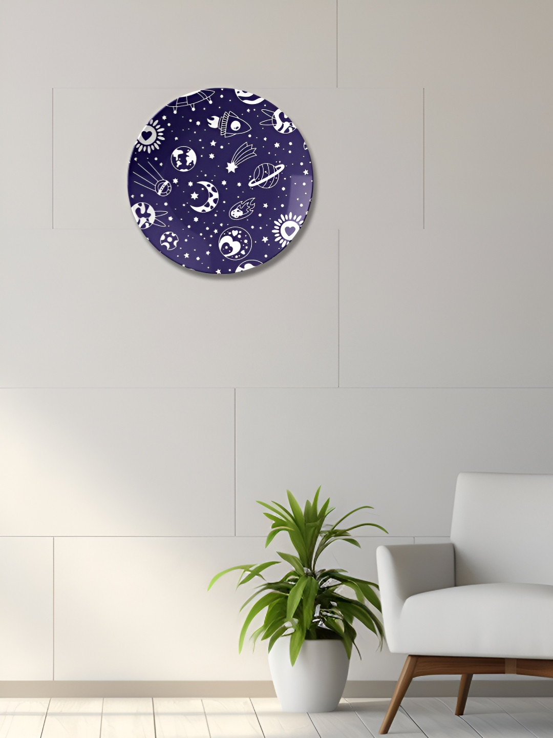 THE QUIRKY HOME A Galactic Gathering Crafted Ceramics Glossy Hanging Hall Wall Plates-8In