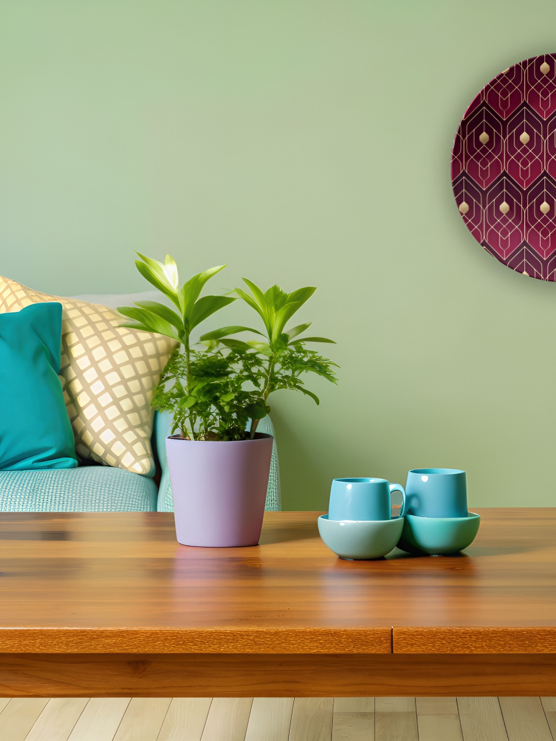 THE QUIRKY HOME Art Deco Inspired Crafted Ceramics Glossy Hanging Hall Wall Plates-8In