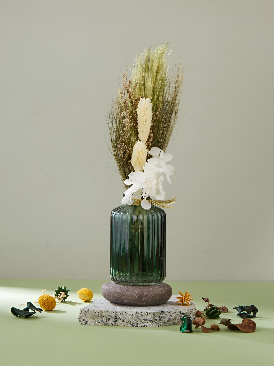 Fabindia Green 1 Pieces Baily Asparagus Artificial Flower With Pot