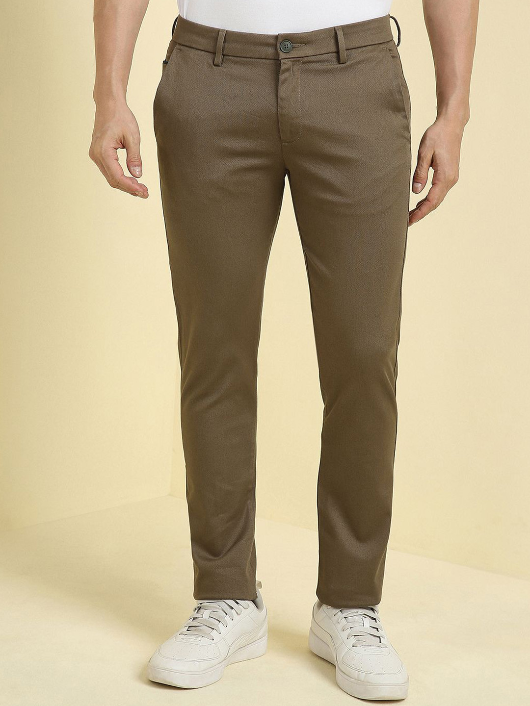 Allen Solly Men Self Design Slim FitCotton  Trousers