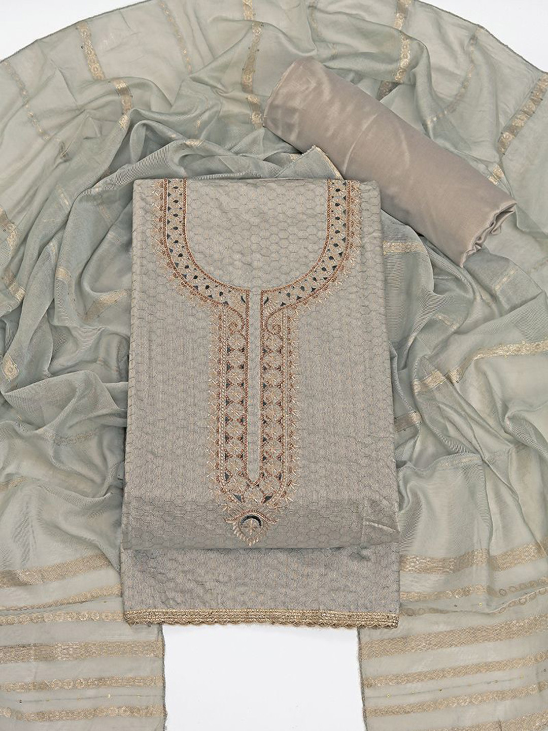 MANJUFABB Embellished Unstitched Dress Material