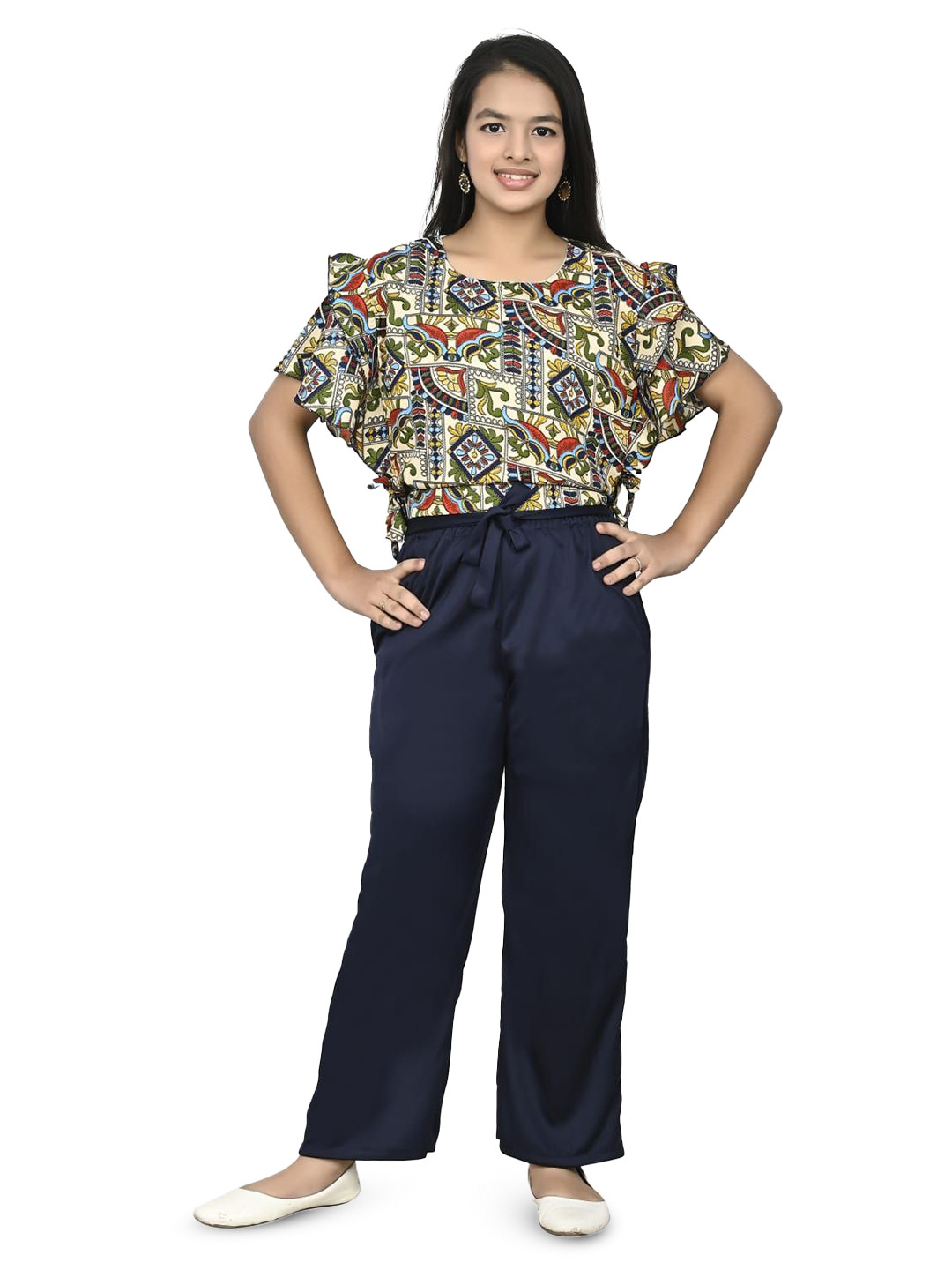 LIME N LEMON Girls Printed Top with Trousers