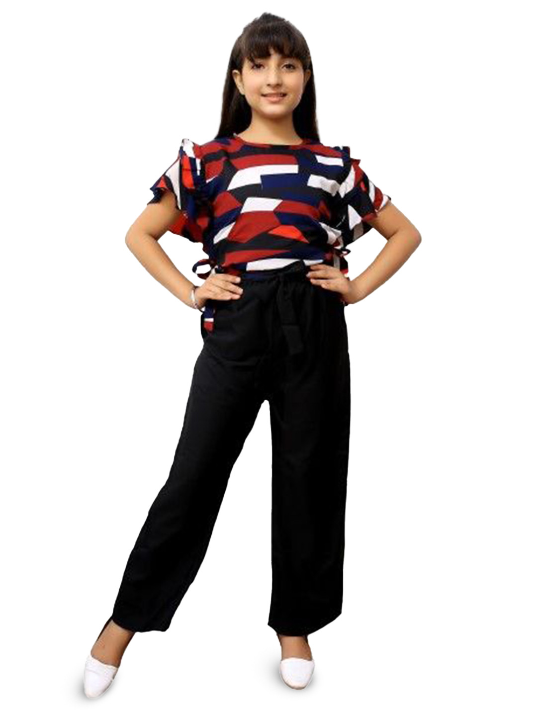 LIME N LEMON Girls Printed Top with Trousers