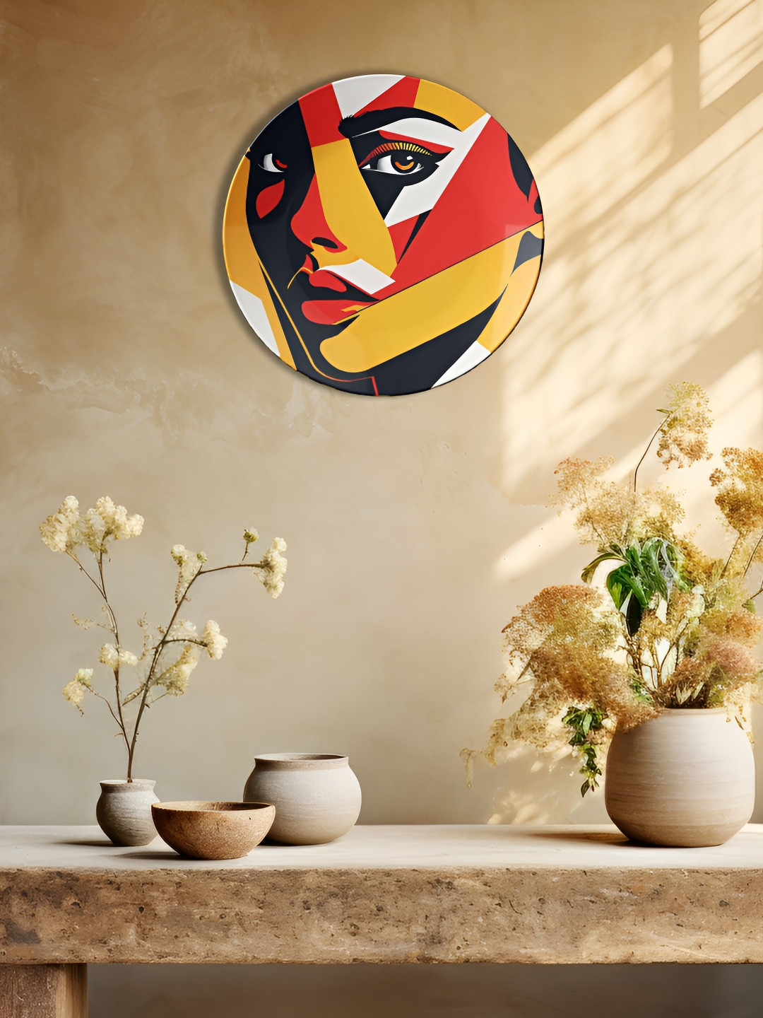 THE QUIRKY HOME Unmasked Power Crafted Ceramics Matte Hanging Hall Wall Plates-10In