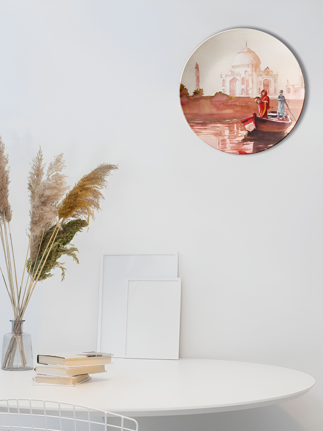 THE QUIRKY HOME Taj Mahal's Grandeur Crafted Ceramics Antique Hall Wall Plates-10In