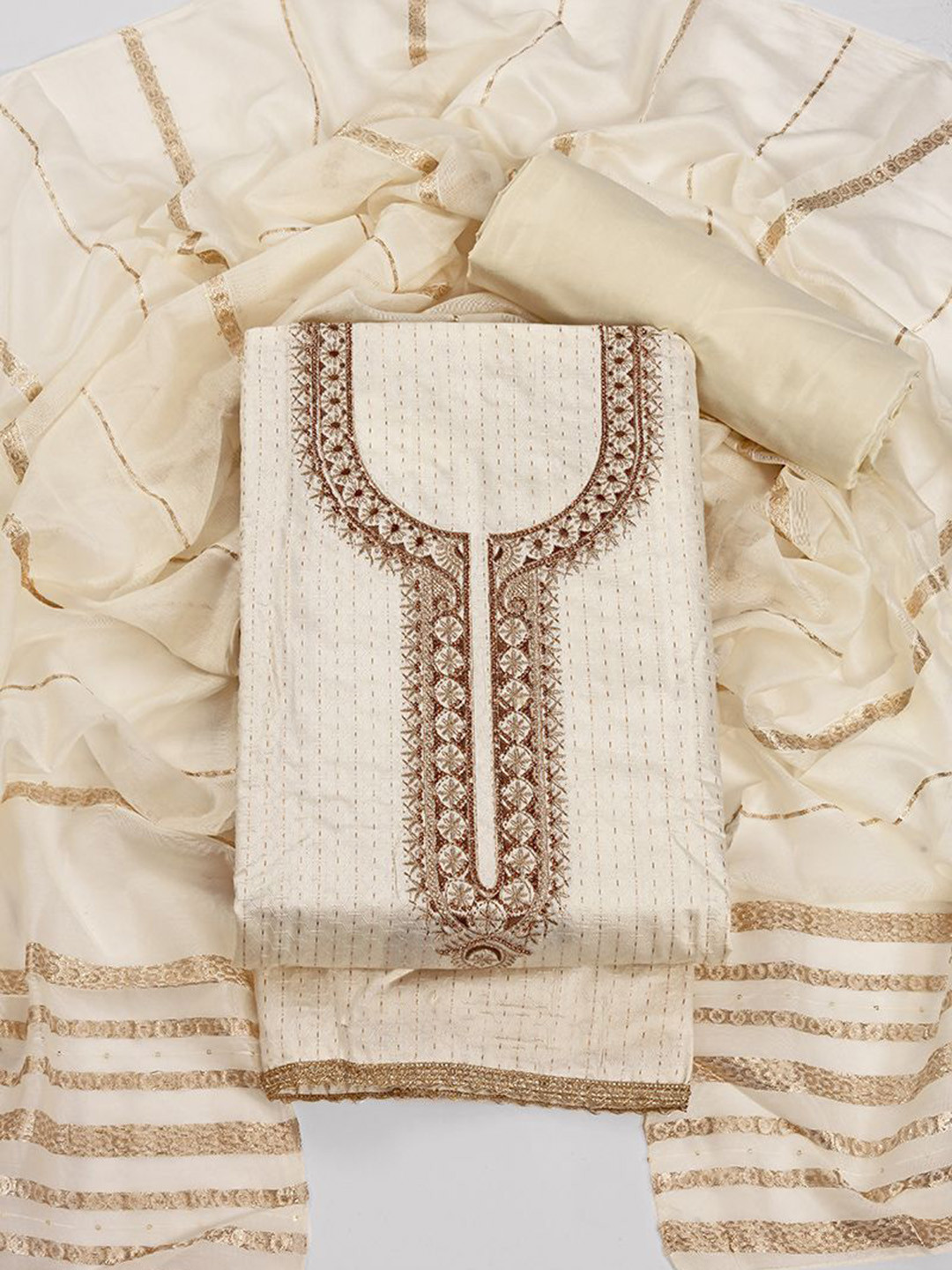 MANJUFABB Embellished Unstitched Dress Material