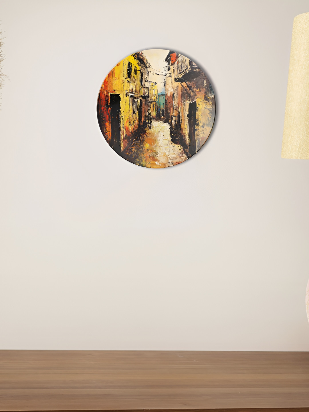 THE QUIRKY HOME Golden Hour Glow Crafted Ceramics Matte Hanging Hall Wall Plates-10In