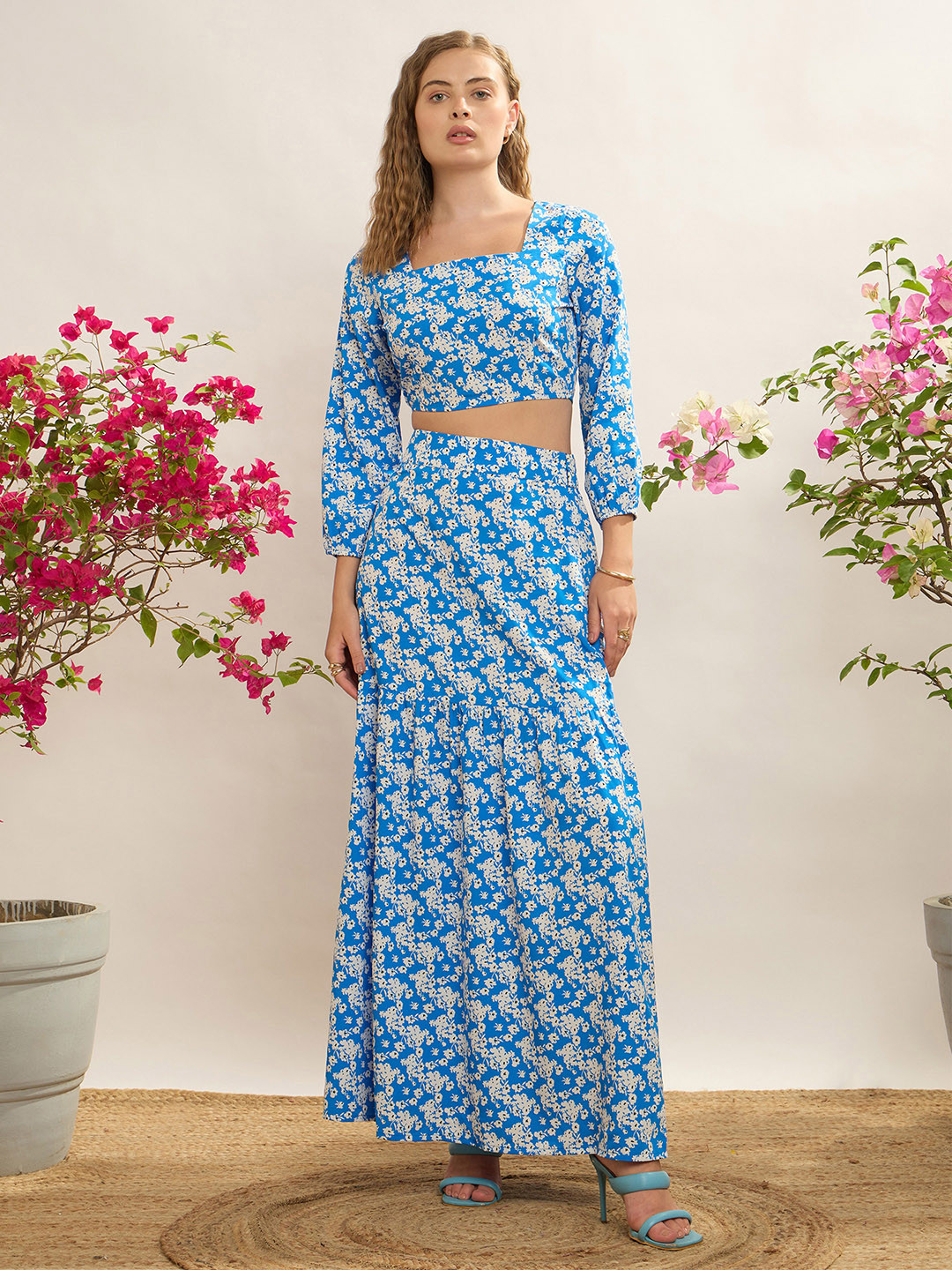 CORSICA Floral Print Square Neck Maxi Skirt Co-Ords