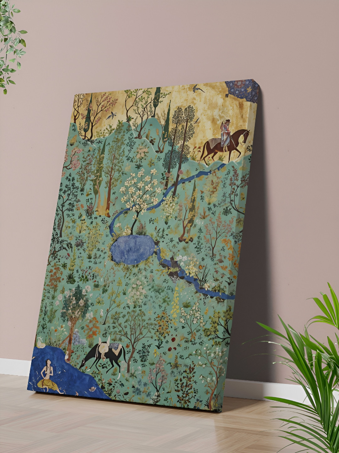 Aura Blue & Green Miniature Garden Canvas Wall Art