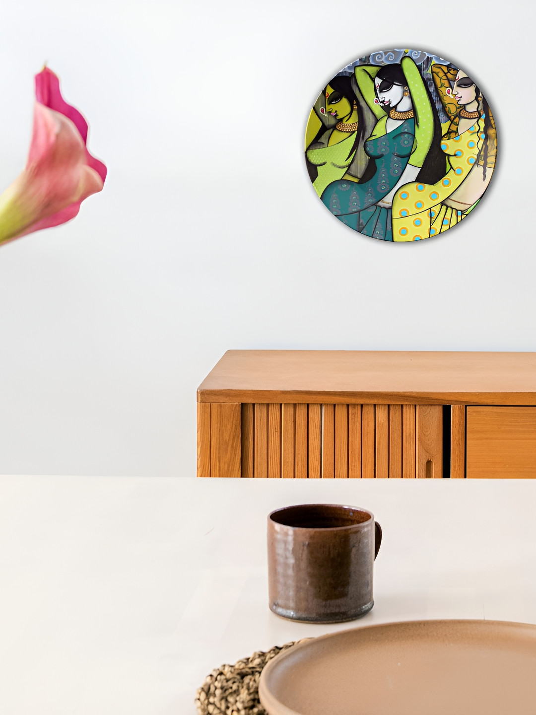 THE QUIRKY HOME Graceful Posture Crafted Ceramics Matte Hanging Hall Wall Plates-10In