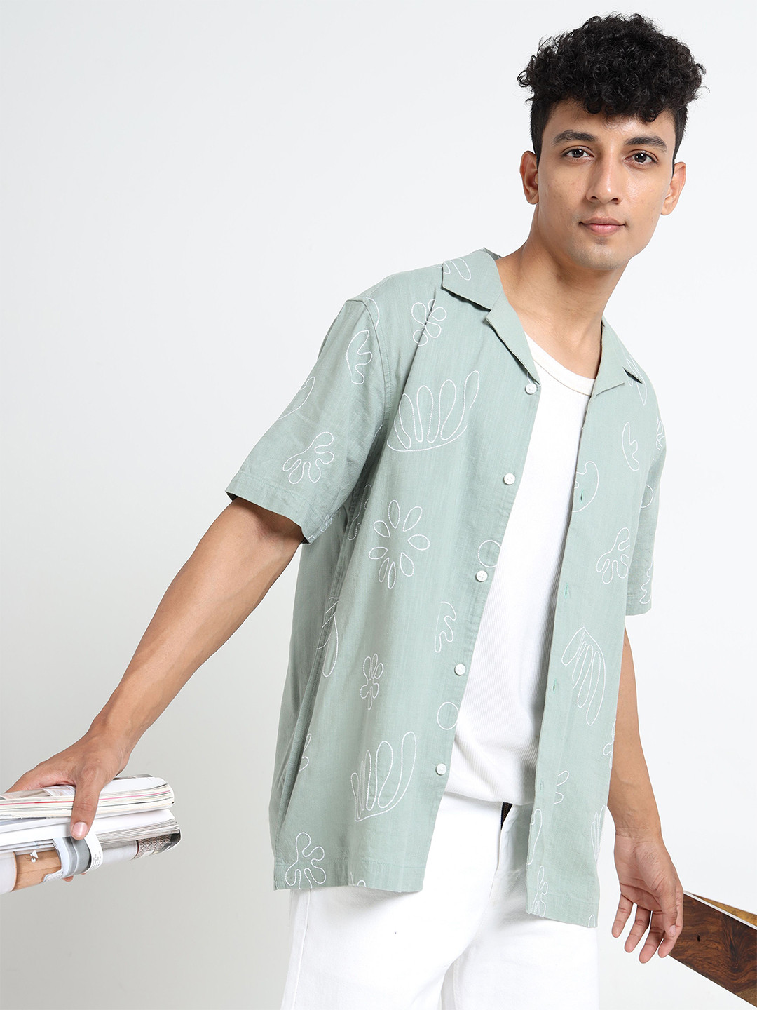 StitchX Men Embroidered Short Sleeves Resort Shirt