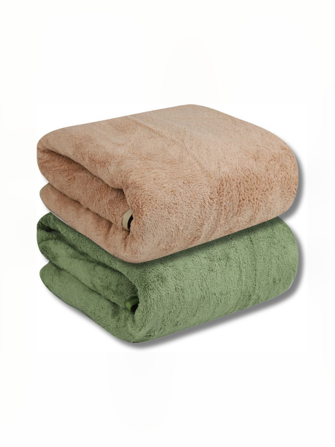 Fezora Microfiber Green Solid 400GSM Super Soft 2PCs Adult Regular Bath Towel-28x55In