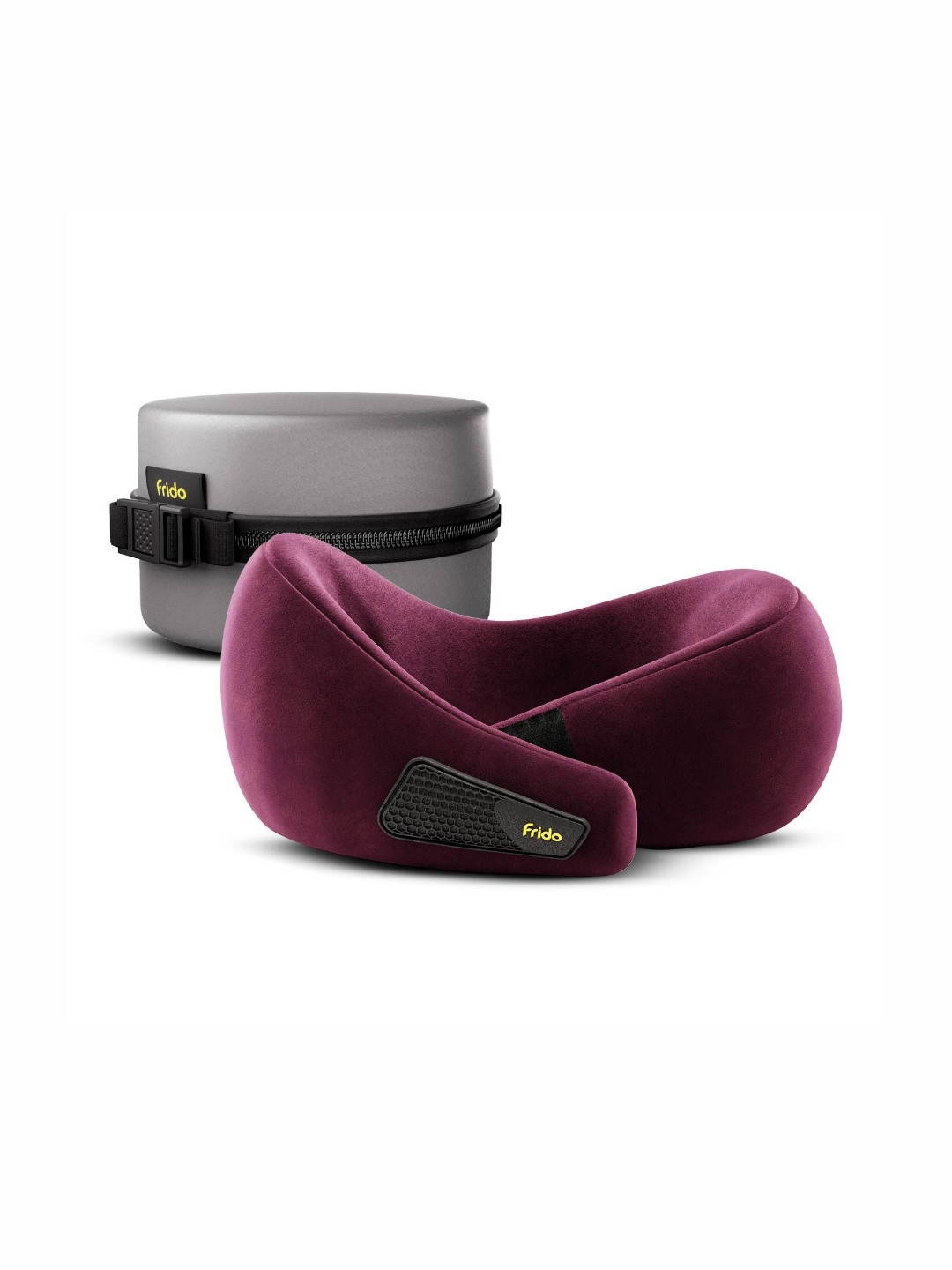 FRIDO Purple Solid Faux Velvet Breathable Medium Memory Foam Travel Pillow-12.7 x 26 x 24 cm