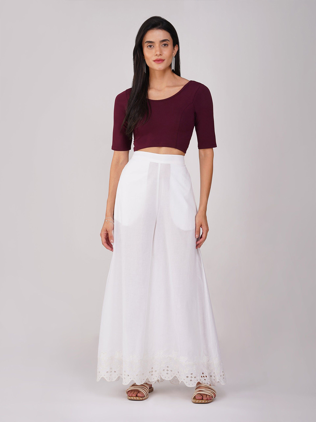 Swtantra Women's ComfortEase 4-Way Stretch Wine Short Sleeve Top