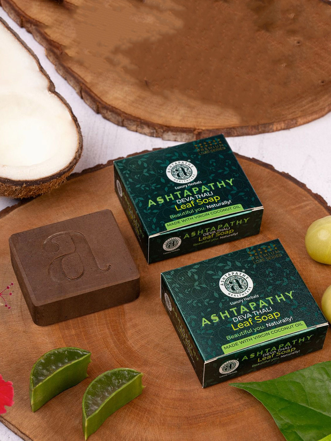 Ashtapathy Set Of 3 Devathali Leaf Soap With Virgin Coconut Oil - 125 g Each
