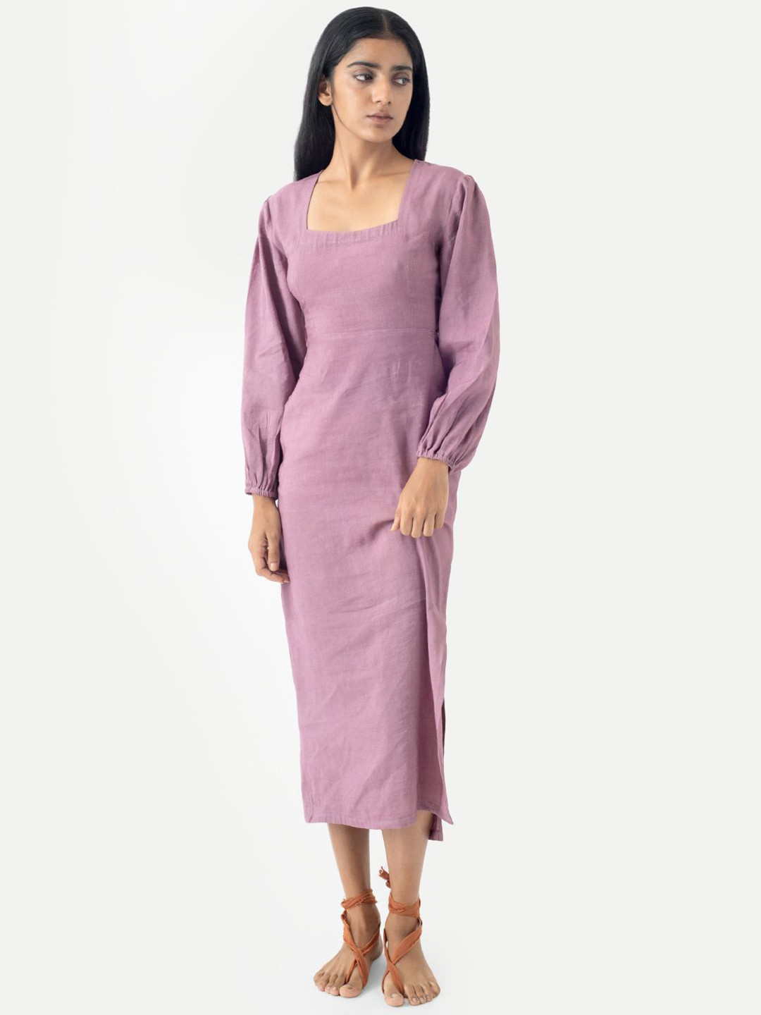 Tailor Didi Bishop Sleeve Bodycon Midi Dress