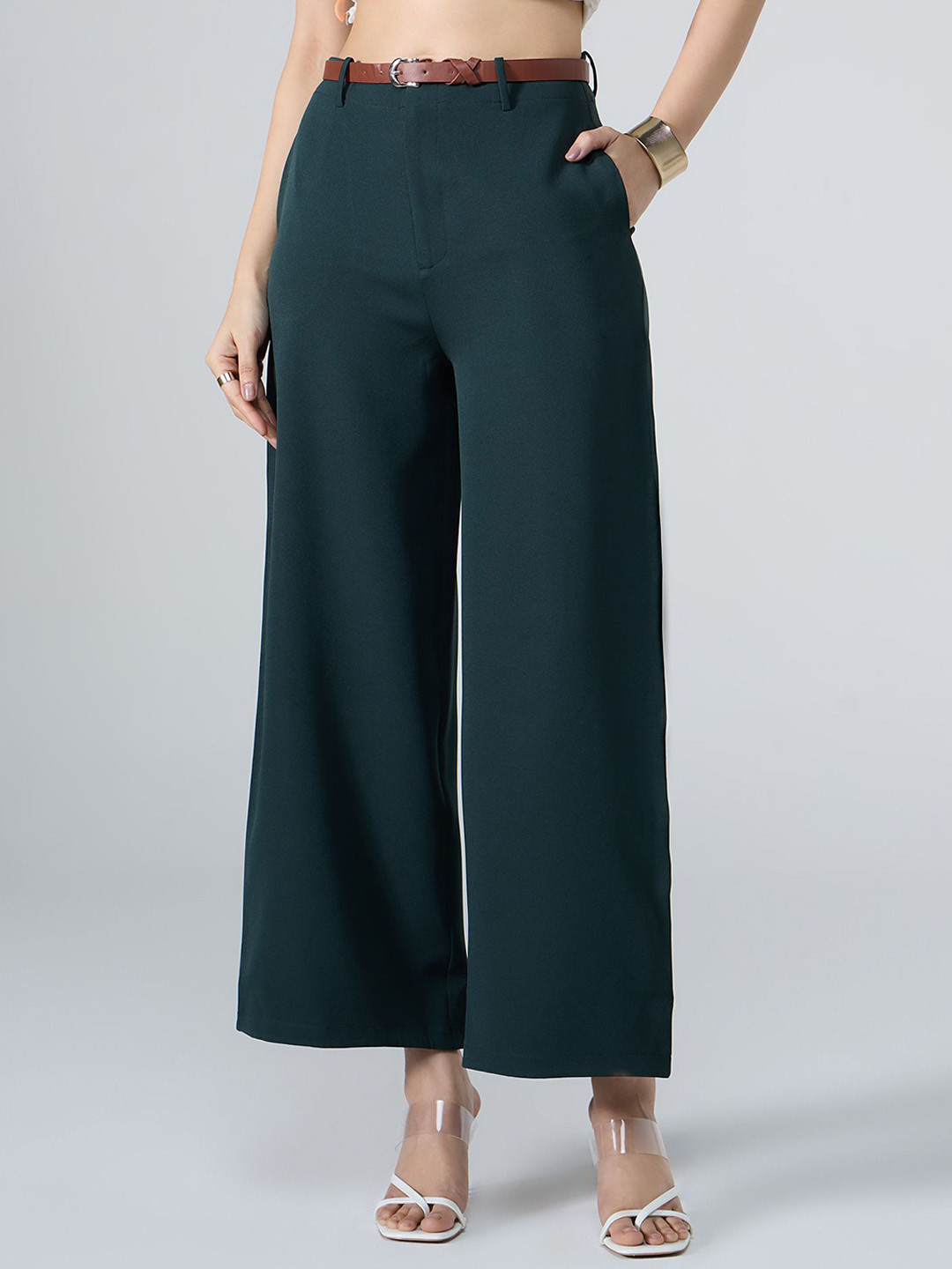 20Dresses Women High Waist Straight Fit Pants With Belt