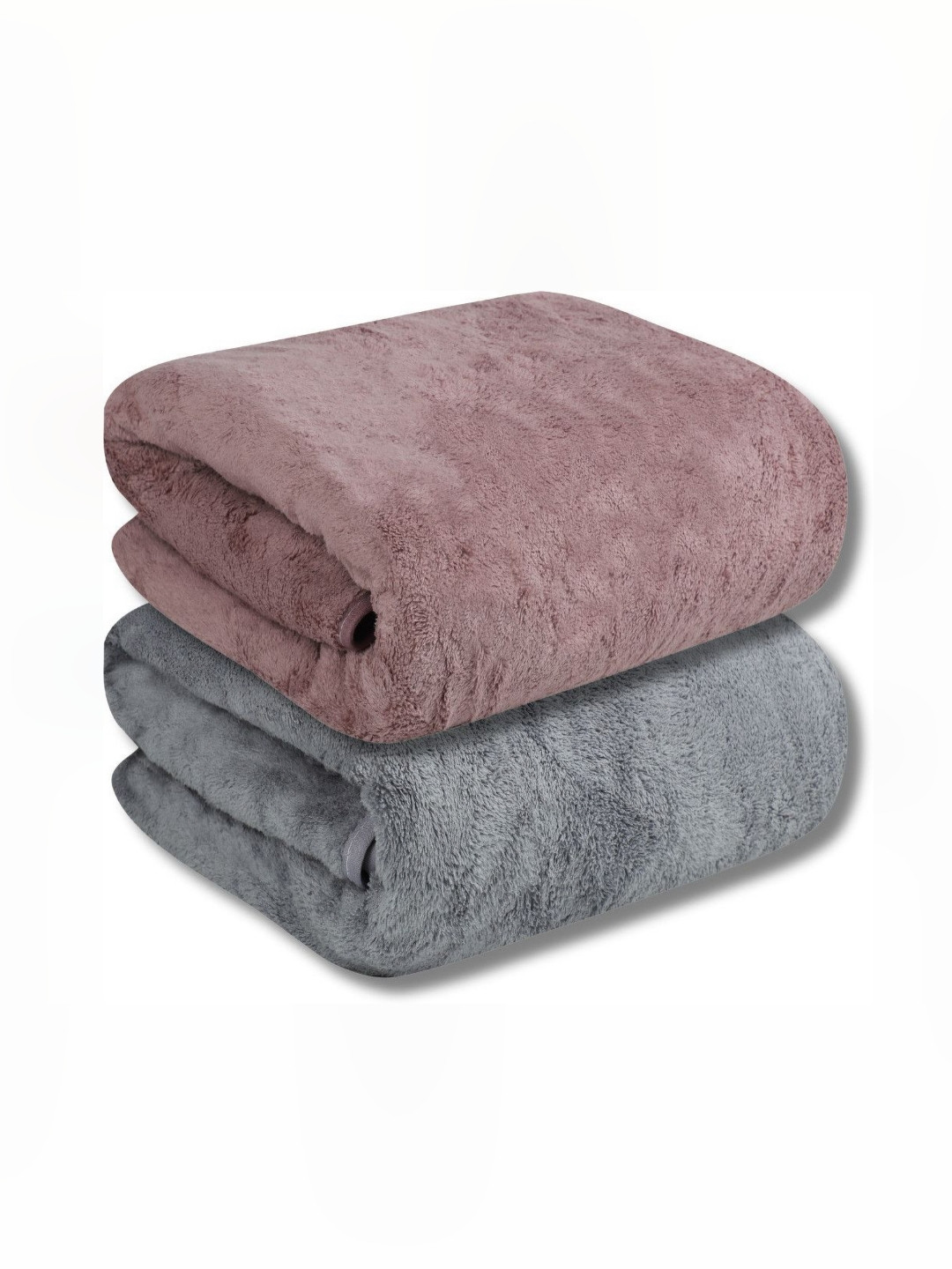Fezora Grey & Burgundy 2 Pieces Microfiber 400 GSM Super Absorbent Bath Towels