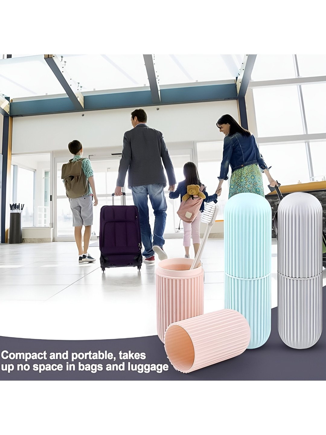 DeoDap Multicoloured 3 pc Capsule Shape Toothbrush Toothpaste Case Holder