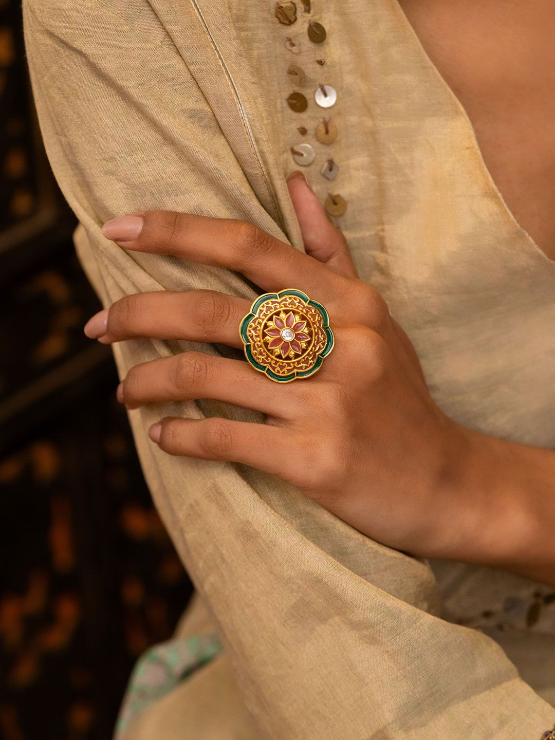 SHAYA Bidai Ring In Gold Plated 925 Silver