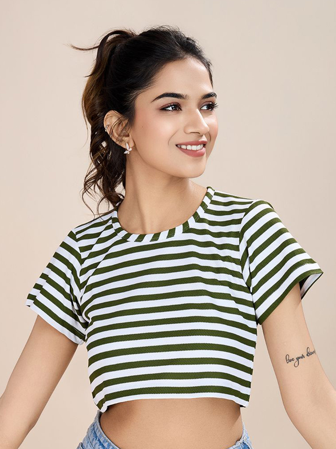 HOUSE OF MIRA Striped Crop Top