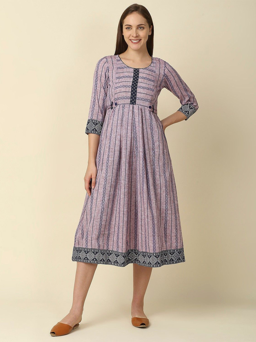 MORDEN MUSE Women Paisley Embellished Summer Sheers Maternity Anarkali Kurta