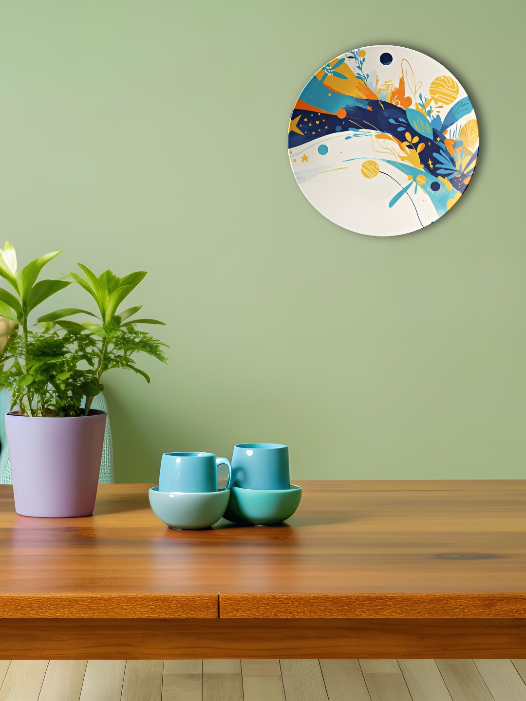 THE QUIRKY HOME A Creative Explosion Crafted Ceramics Glossy Hanging Hall Wall Plates-8In