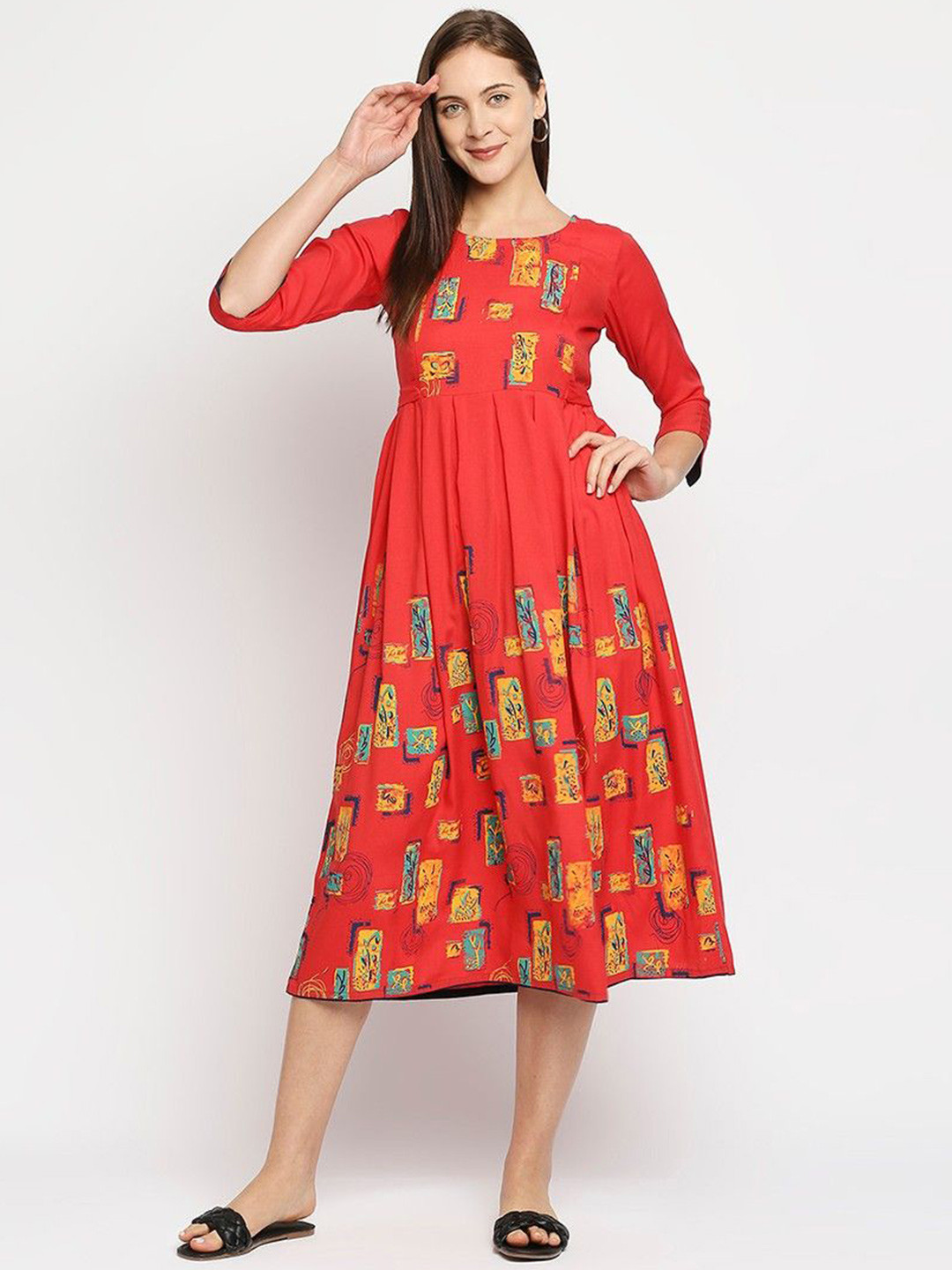 MORDEN MUSE Women Paisley Printed Summer Sheers Maternity Anarkali Kurta